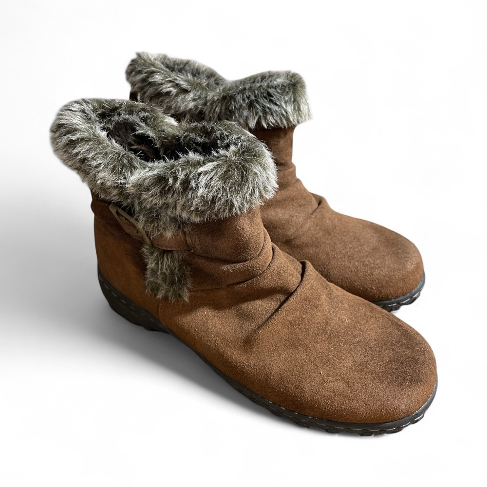 V4- Cozy Brown Faux Fur Lined Ankle Boots